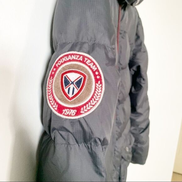 Fouganza Dark Grey “Black Panther” Fur Trim Hood Long Puffer Winter Coat - Picture 10 of 14